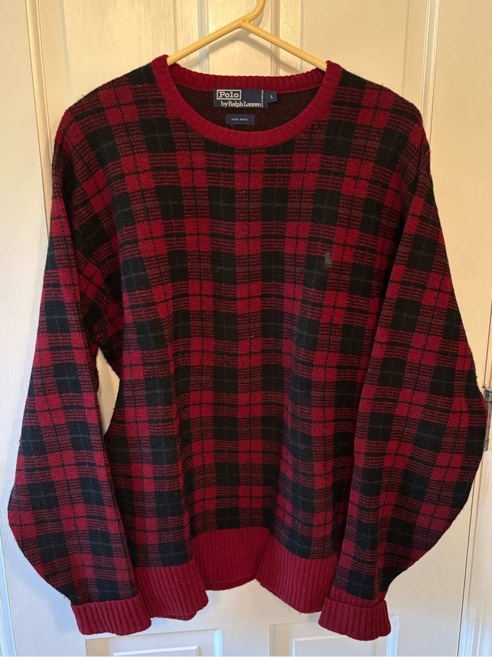 Polo Ralph Lauren Red and Black Plaid Crewneck Sweater